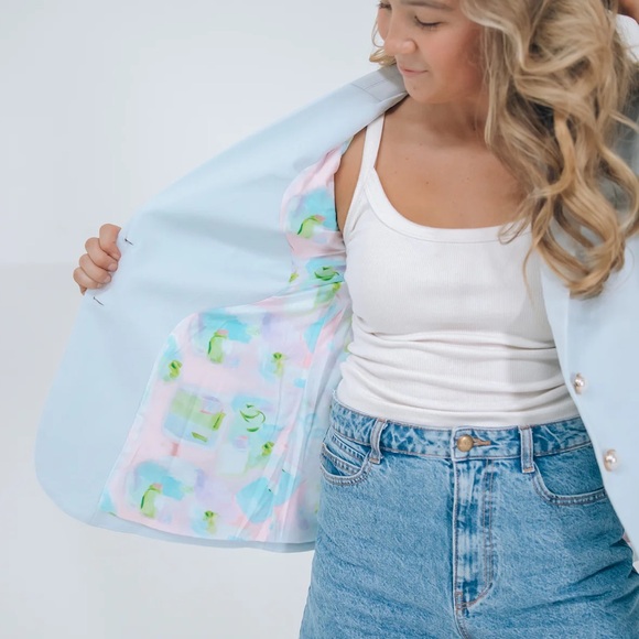 PWR WMN The "Blue Crush" Oversized Women's Blazer Suit Jacket - Picture 2 of 9